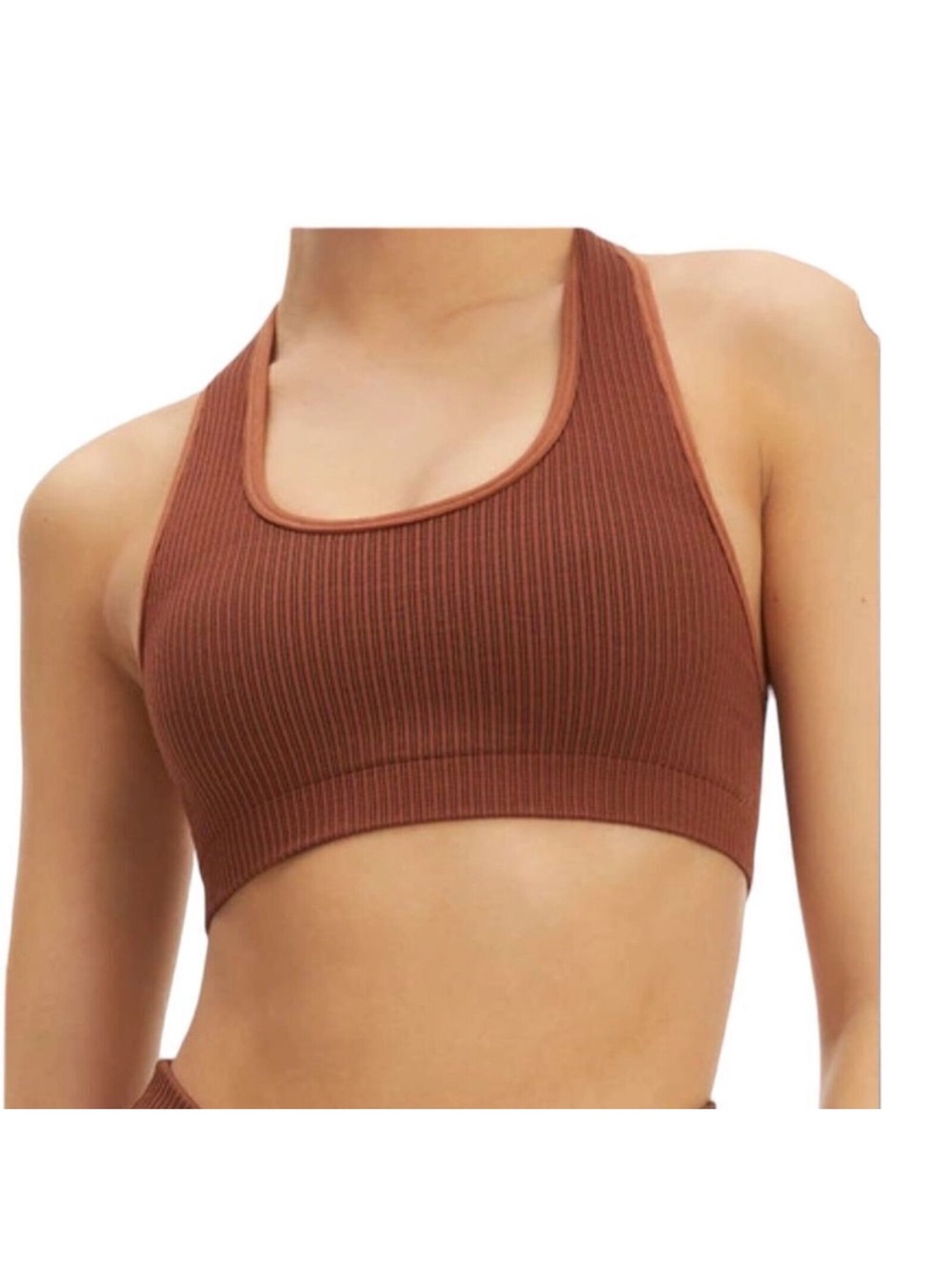 Good American Ribbed Racerback Bralette - Brown
